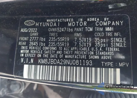 2022 Hyundai Tucson Plug-In Hybrid Sel from USA, damaged, VIN KM8JBDA29NU081193